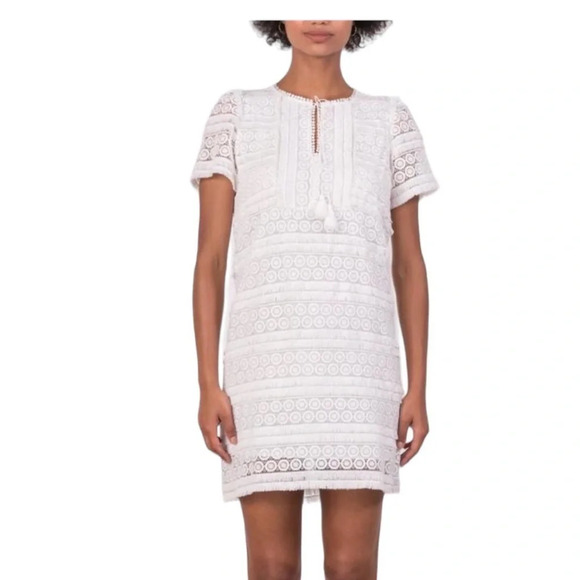 Margaret O’Leary White Lace & Fringe Dress - Picture 1 of 12